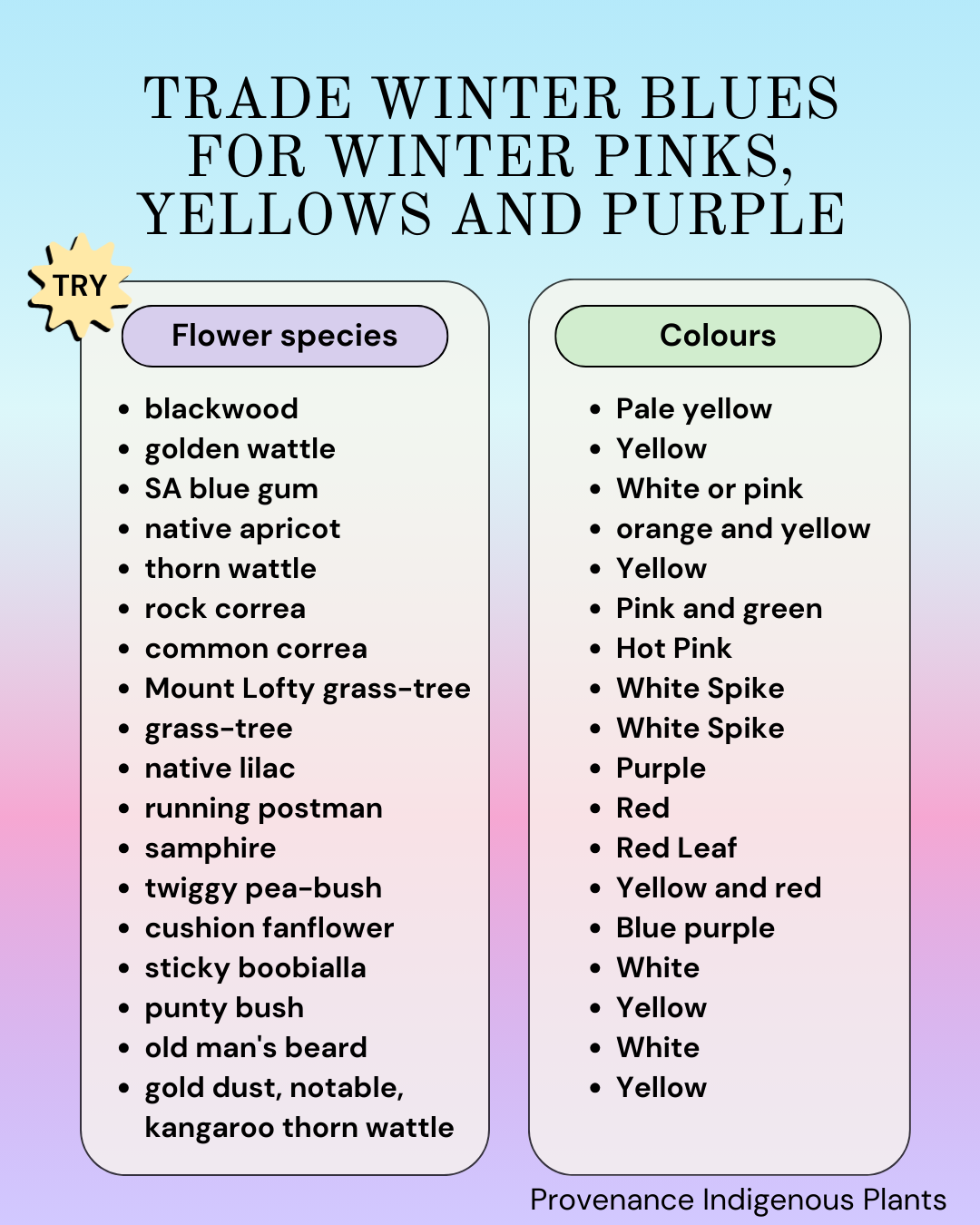 We sell winter flowering plants.